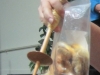 Jenny Bach Hand Spindle for spinning yarn.  The fiber here is cashmere/silk